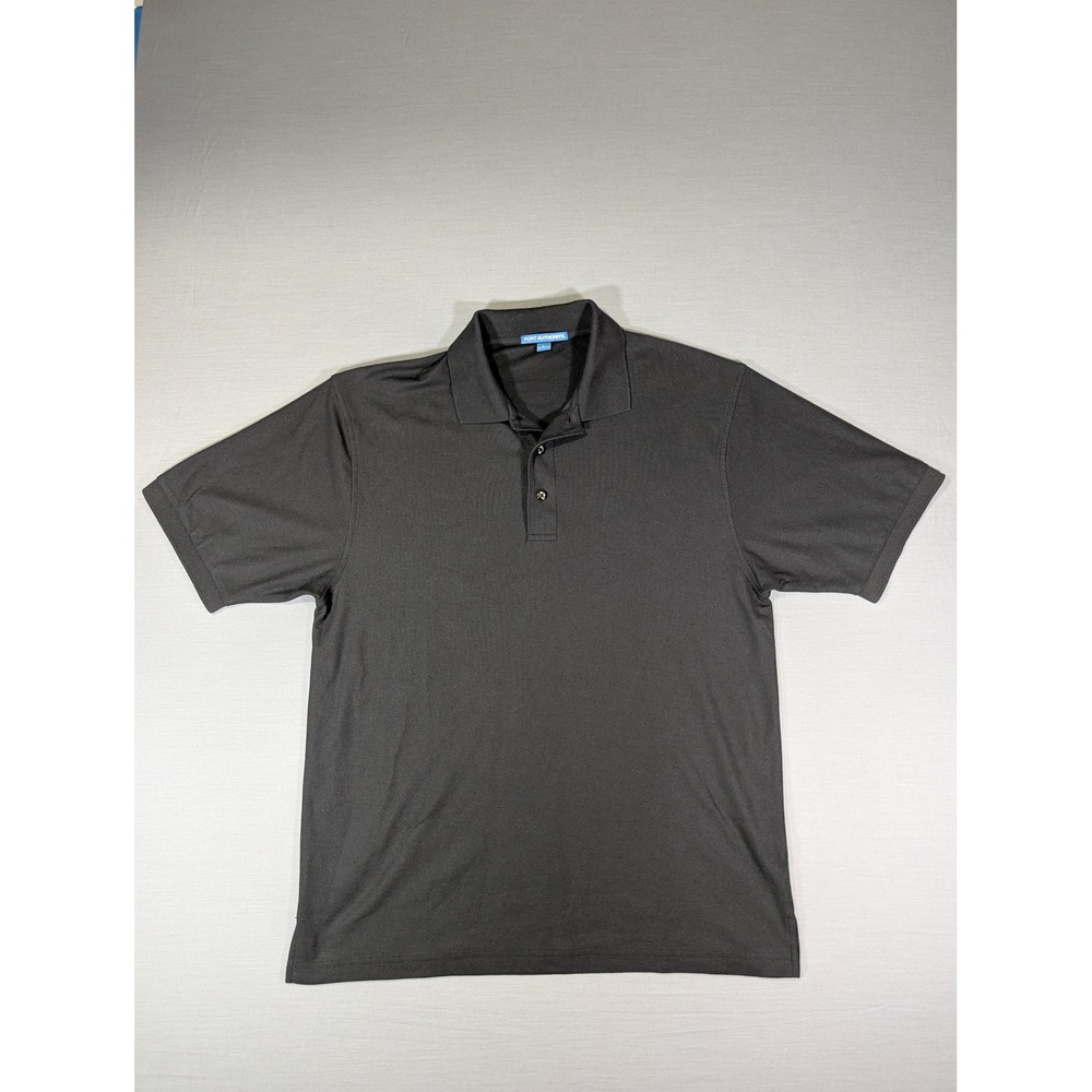Port Authority Mens Black Short Sleeve Pique Polo Shirt Size L RN 90836 - Picture 1 of 9